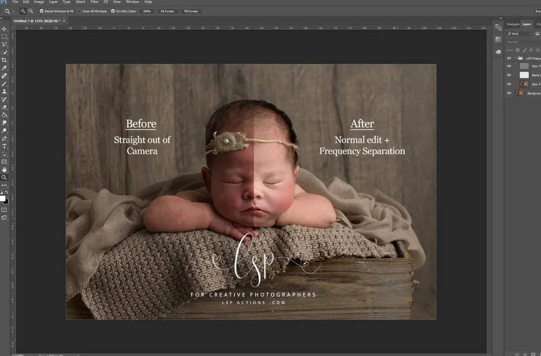 How to use Frequency Separation in Photoshop LSP Actions by Lemon Sky
