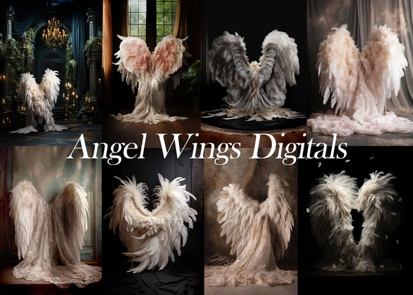 Angel Wings Digital Backgrounds Bundle of 8 (LSP~AI Blend)