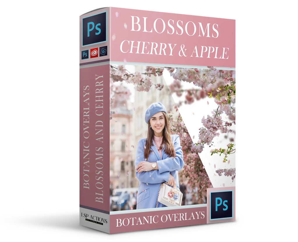 Botanical Overlays: cherry & Apple Blossoms Overlays: Floral Framers and Botanical Branches