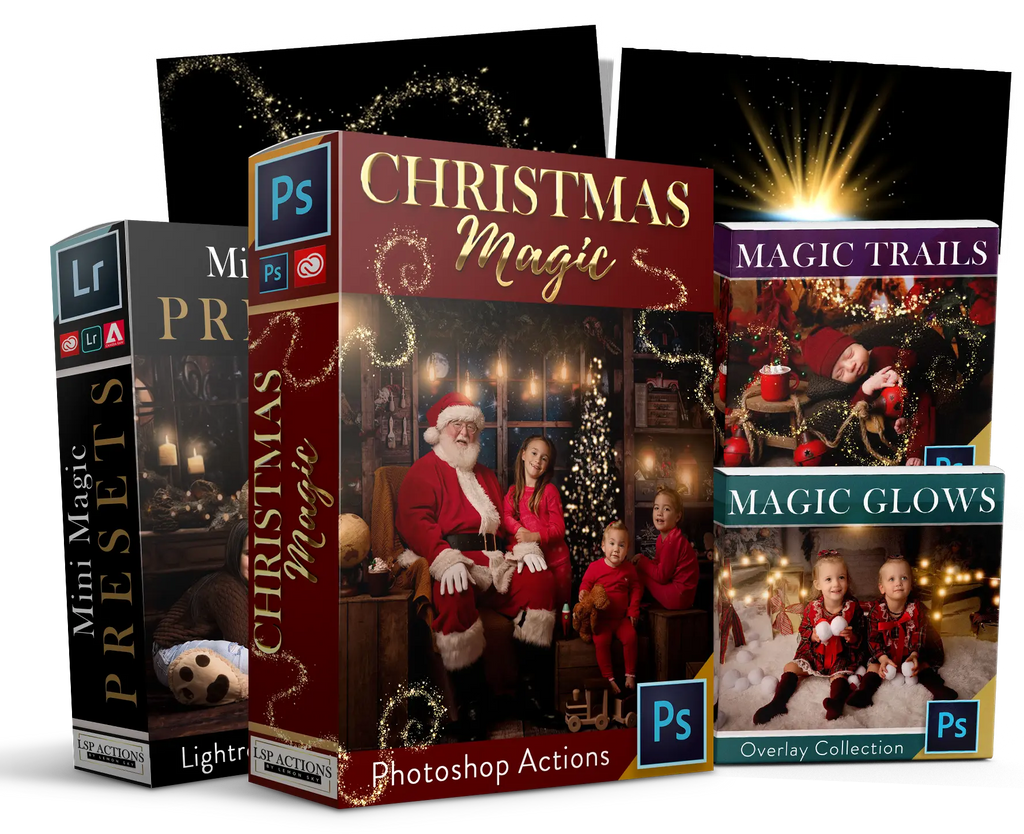 Christmas Magic Photoshop Actions Editing Bundle Action, Preset & Overlay Bundle