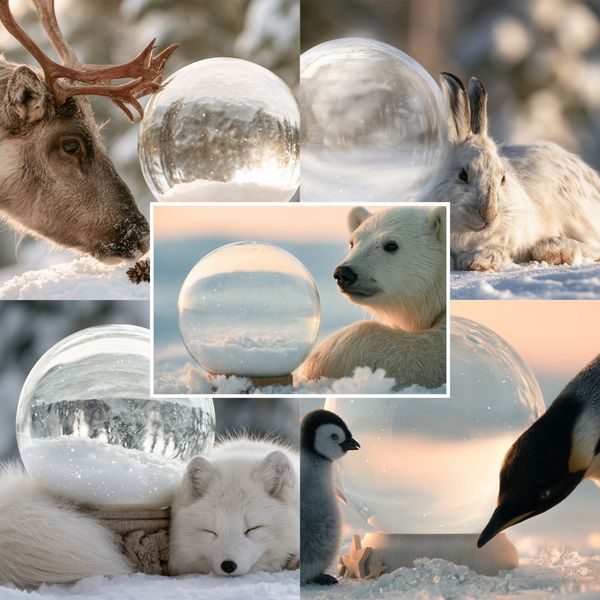 Polar Animal Magic - 5 Snow Globe Digital Backgrounds