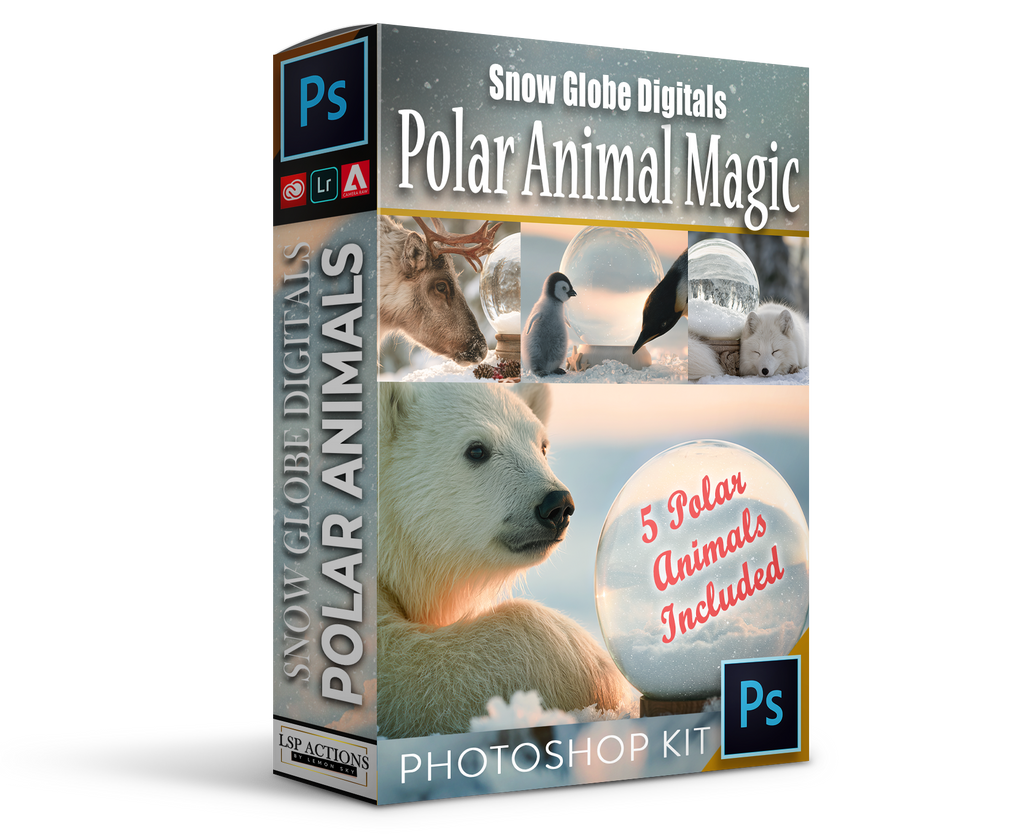 Polar Animal Magic - 5 Snow Globe Digital Backgrounds