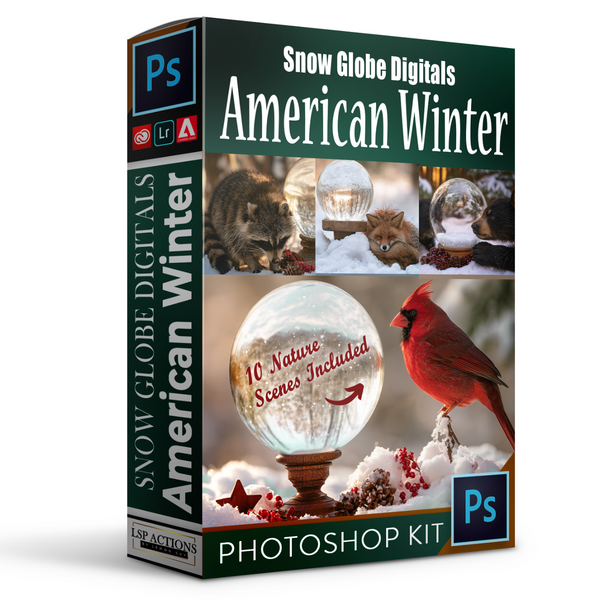 North American Winter Animals - 10 Snow Globe Digital Backgrounds