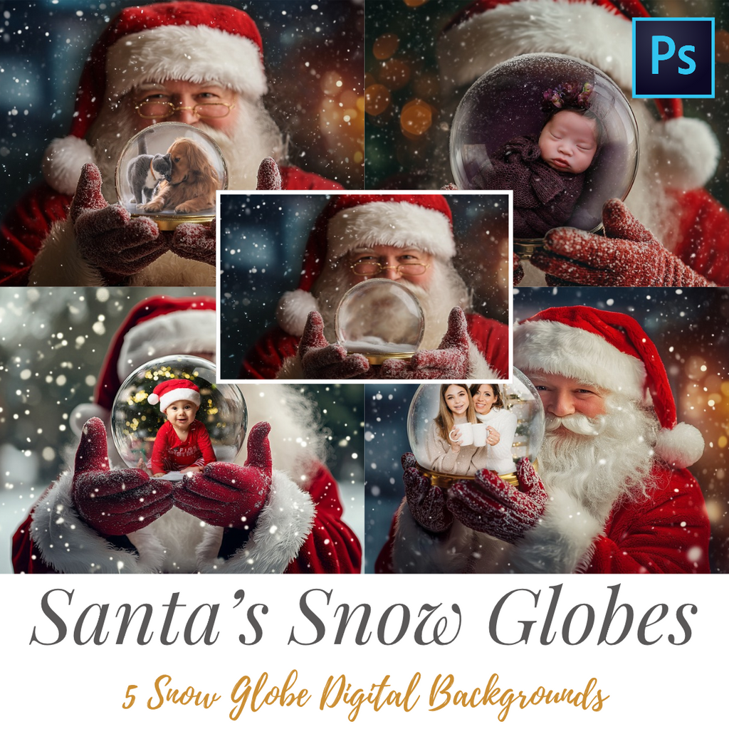 Santa's Magical Collection - 5 Snow Globe Digital Backgrounds