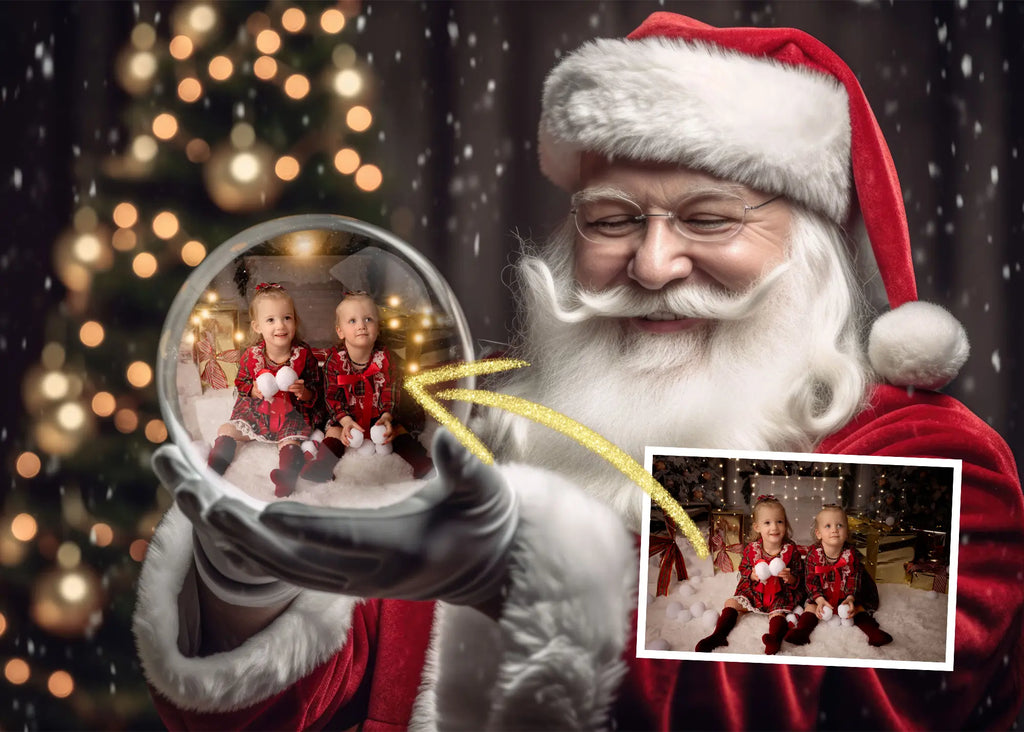 Snow Globe Christmas Digital Background Bundle Overlays: String Lights