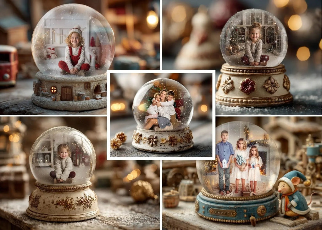 Vintage Workshop Snow Globe Digital Backgrounds *NEW* Digital Background Bundle: Layered PSD
