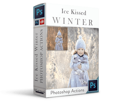 Ice Kissed Winter Action & Video Collection For Photoshop Photoshop Action Set + Moving Snow Video Overlays