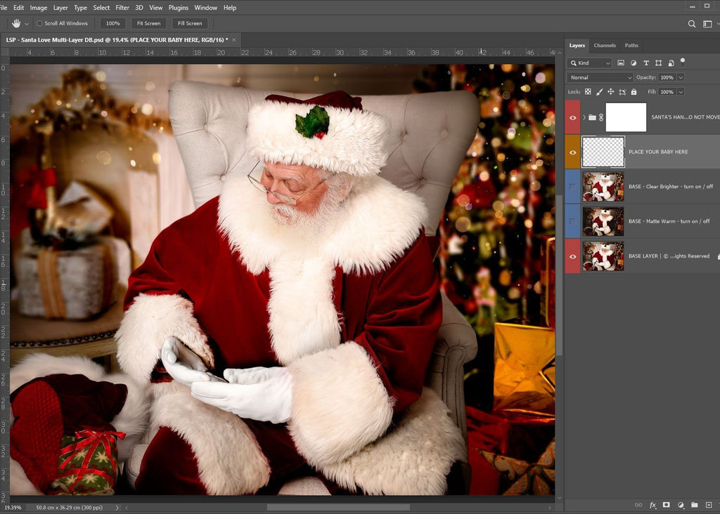 Santa Snuggles - Christmas Special | Digital Background | Multi Layer Digital Background for Photoshop