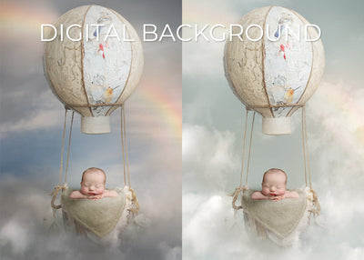 The Cloudy Day / Stormy Sky Air Balloon Digital Background Digital Background for Photoshop